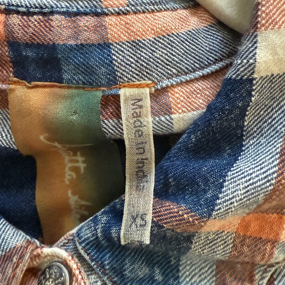 Aratta Silent Journey for Anthropologie Plaid Peacock Shirt Bell Sleeves XS - Picture 7 of 16